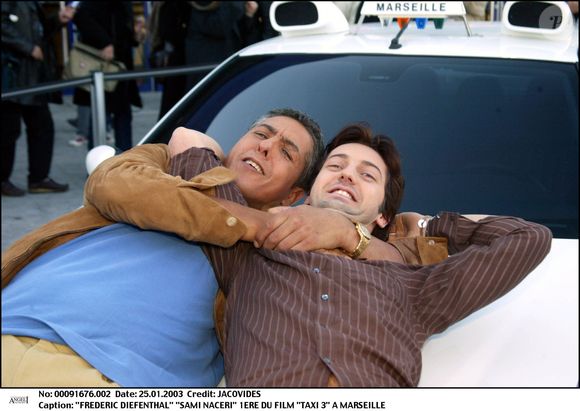 Frédéric Diefenthal - Samy Naceri 1ère du film Taxi 3 à Marseille - 2003 (DOMINIQUE JACOVIDES / BESTIMAGE).