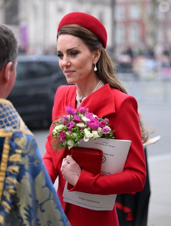 Kate Middleton célèbre le 76ème Commonwealth Day à l'abbaye de Westminster à Londres, le 10 mars 2025. 

Photo : Zuma Press / Bestimage