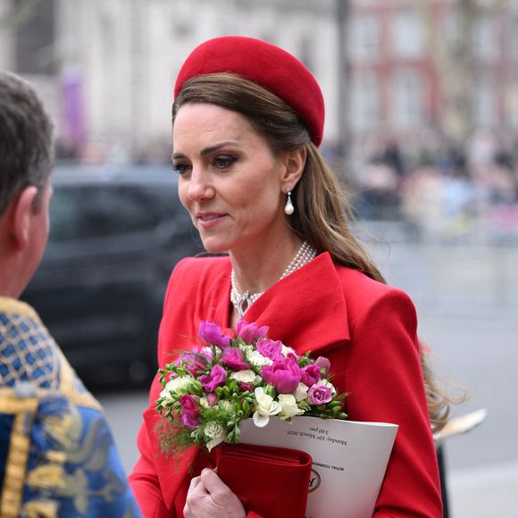 Kate Middleton célèbre le 76ème Commonwealth Day à l'abbaye de Westminster à Londres, le 10 mars 2025. 

Photo : Zuma Press / Bestimage