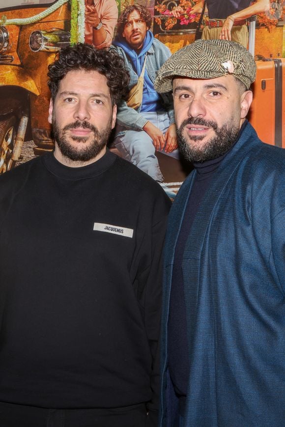 Exclusif - Le comédien-humoriste Redouane Bougheraba et son frère Ali Bougheraba, réalisateurs du film "Délocalisés" en avant-première au Mérignac Ciné en Gironde-France, le 28 février 2025. ©Jean Marc Lhomer/Bestimage.