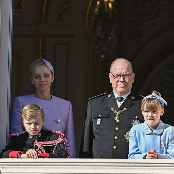 Le Prince Albert II de Monaco, la Princesse Charlene de Monaco, le Prince Jacques, la Princesse Gabriella apparaissent au balcon du Palais de Monaco lors des célébrations de la Fête Nationale à Monte-Carlo, Monaco le 19 novembre 2024. Photo by David Niviere/ABACAPRESS.COM