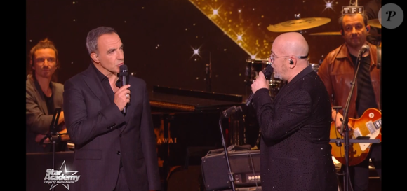 Nikos Aliagas et Pascal Obispo lors du prime de la "Star Academy" du 17 janvier 2026 sur TF1.