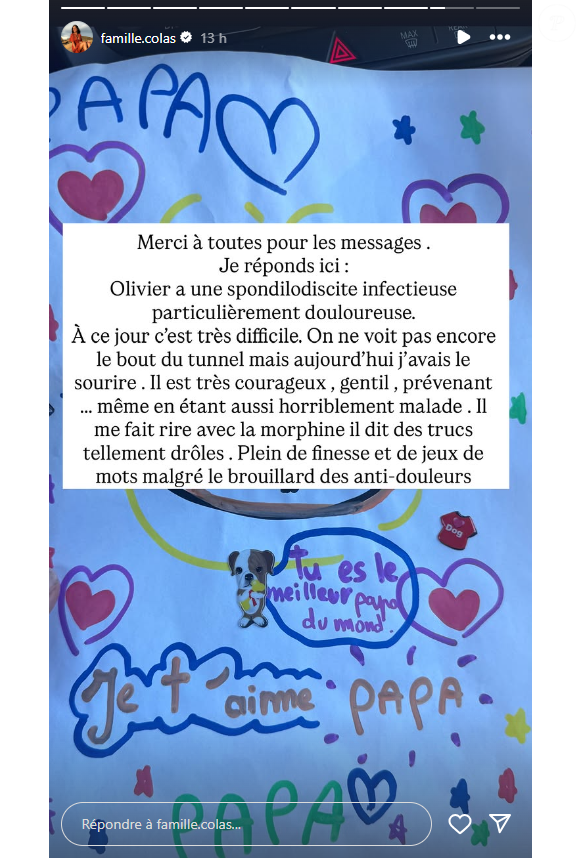 Sur Instagram, Delphine Colas donne des nouvelles.

Delphine Colas (Familles nombreuses) donne des nouvelles de son époux Olivier, hospitalisé. Le 3 septembre 2025 sur Instagram.