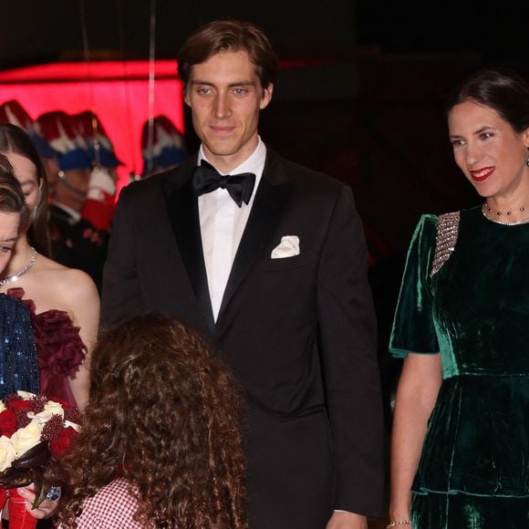 La princesse Caroline de Hanovre, sa fille la princesse Alexandra de Hanovre, Tatiana Santo Domingo et son mari Andrea Casiraghi durant la traditionnelle soirée de la Fête Nationale Monégasque au Grimaldi Forum à Monaco, le 19 novembre 2024. La Famille Princière et leurs convives ont assisté à un opéra en 4 actes "La Bohême". © JC VINAJ / Pool Monaco / Bestimage