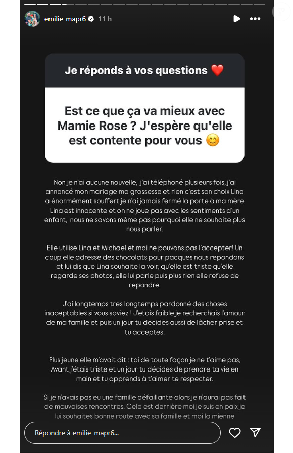 Elle a répondu aux questions de ses abonnés, sur Instagram

Emilie de "Mariés au premier regard" se confie à ses abonnés Instagram, le 13 mai 2025
