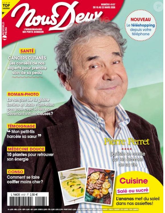Dans cette propriété, il cultive lui-même légumes et salades dans son potager.

La Une de "Nous Deux" en kiosque ce 16 mars 2026
