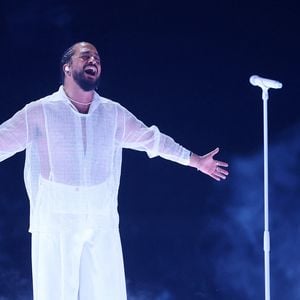 Slimane avec sa chanson "Mon Amour" lors de la première répétition générale avant la finale de la 68ème édition du Concours Eurovision de la chanson (ESC) à la Malmö Arena, en Suède, le 10 mai 2024. © Sanjin Strukic/PIXSELL/Bestimage
