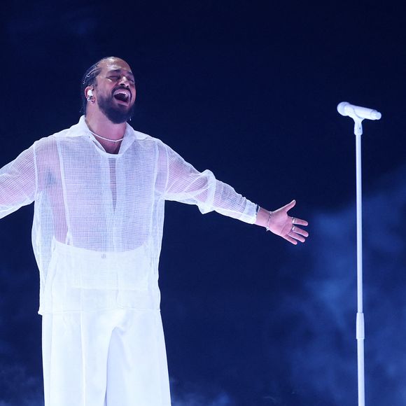 Slimane avec sa chanson "Mon Amour" lors de la première répétition générale avant la finale de la 68ème édition du Concours Eurovision de la chanson (ESC) à la Malmö Arena, en Suède, le 10 mai 2024. © Sanjin Strukic/PIXSELL/Bestimage