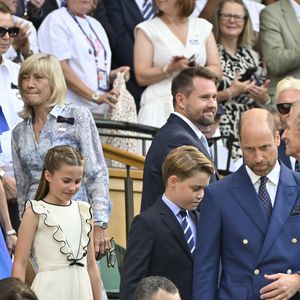 Le prince William, prince de Galles, Catherine (Kate) Middleton, princesse de Galles, La princesse Charlotte de Galles, Le prince George de Galles - Personnalités à la finale homme du tournoi de tennis de Wimbledon le 13 juillet 2025.

© Chryslène Caillaud / PsnewZ / Bestimage