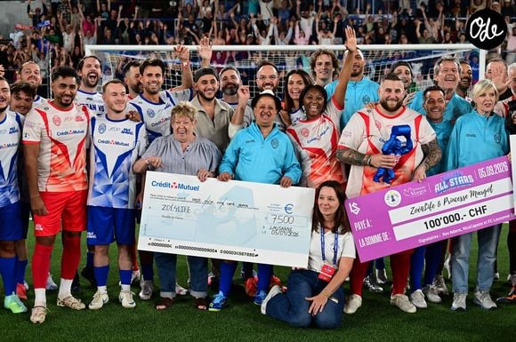 Les équipes de N.Capone et de K.Adams ont réussi à récolter 140.000 euros pour les associations "Zoé4life" et "Princesse Margot" - Les célébrités participent au match caritatif "Charity All Stars" au profit des associations "Zoé4life" et "Princesse Margot" au stade de la Tuilière à Lausanne (Suisse), le 5 septembre 2026. Ce soir-là, 140.000 euros ont été récoltés au profit de ces oeuvres de charité. © Romain Doucelin / Bestimage