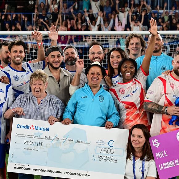 Les équipes de N.Capone et de K.Adams ont réussi à récolter 140.000 euros pour les associations "Zoé4life" et "Princesse Margot" - Les célébrités participent au match caritatif "Charity All Stars" au profit des associations "Zoé4life" et "Princesse Margot" au stade de la Tuilière à Lausanne (Suisse), le 5 septembre 2026. Ce soir-là, 140.000 euros ont été récoltés au profit de ces oeuvres de charité. © Romain Doucelin / Bestimage