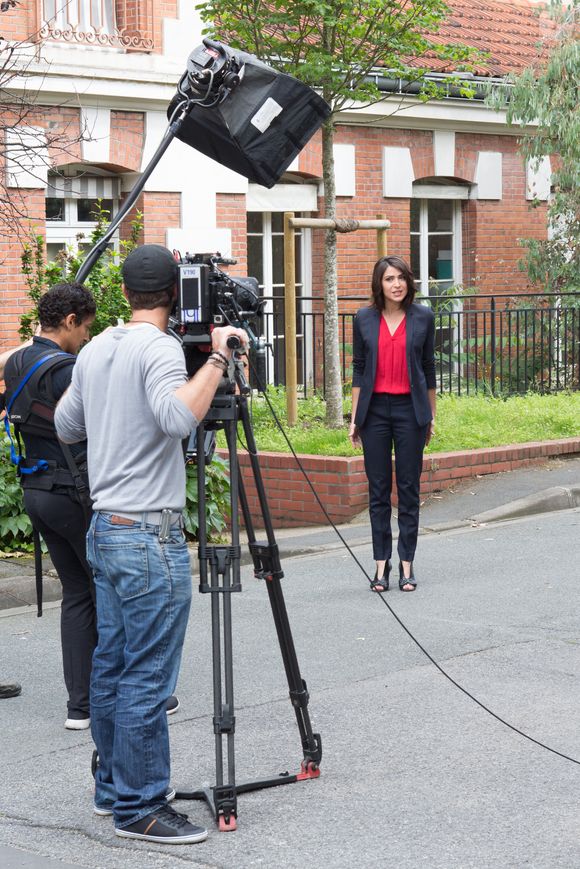 Sonia Chironi (iTELE) lors du tournage coulisses des spots TV du Pasteurdon à l'Institut Pasteur à Paris, le 17 juin 2016. © Joséphine Royer/Bestimage