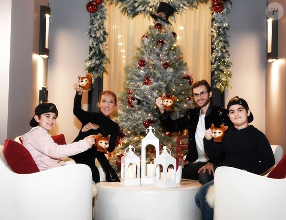Céline Dion avec ses trois fils. Photo : Facebook/Céline Dion
