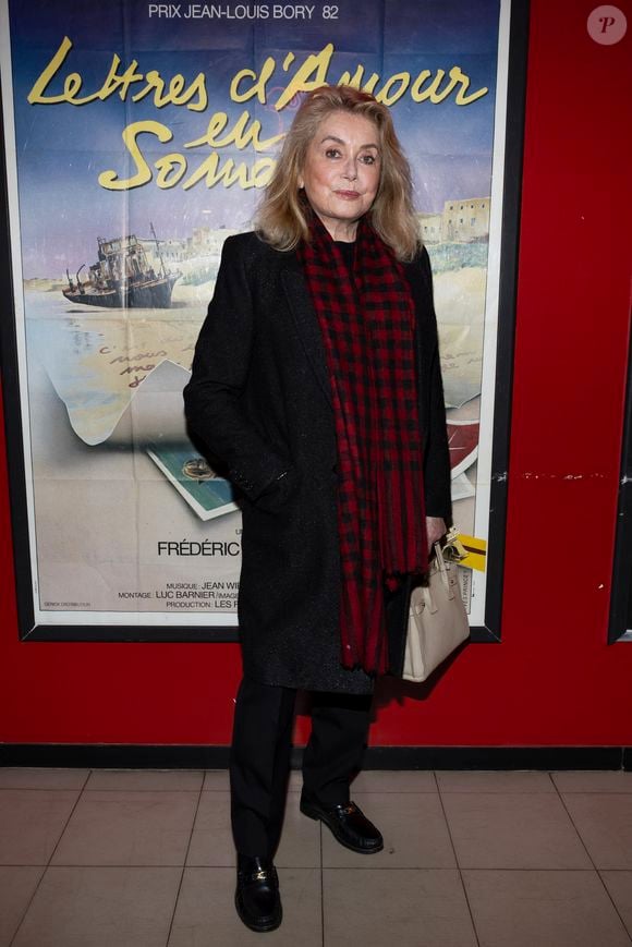 Exclusif - Catherine Deneuve - Soirée hommage pour le premier anniversaire de la mort de Frédéric Mitterrand en présence de Catherine Deneuve au cinéma du Panthéon à Paris le 24 mars 2025.
 © Cyril Moreau/Bestimage