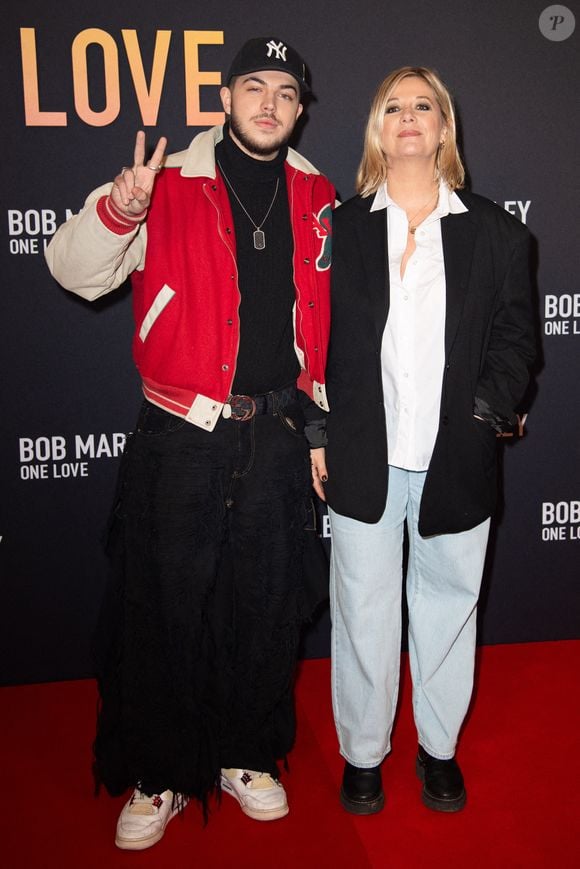 Flavie Flament et son fils assistent à l'avant-première de Bob Marley One Love au cinéma Grand Rex à Paris, France, le 01 février 2024. Photo par Aurore Marechal/ABACAPRESS.COM
