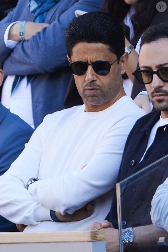 Nasser al-Khelaïfi - Célébrités dans les tribunes de la finale homme des Internationaux de France de tennis de Roland Garros 2024 à Paris le 9 juin 2024. © Jacovides-Moreau/Bestimage