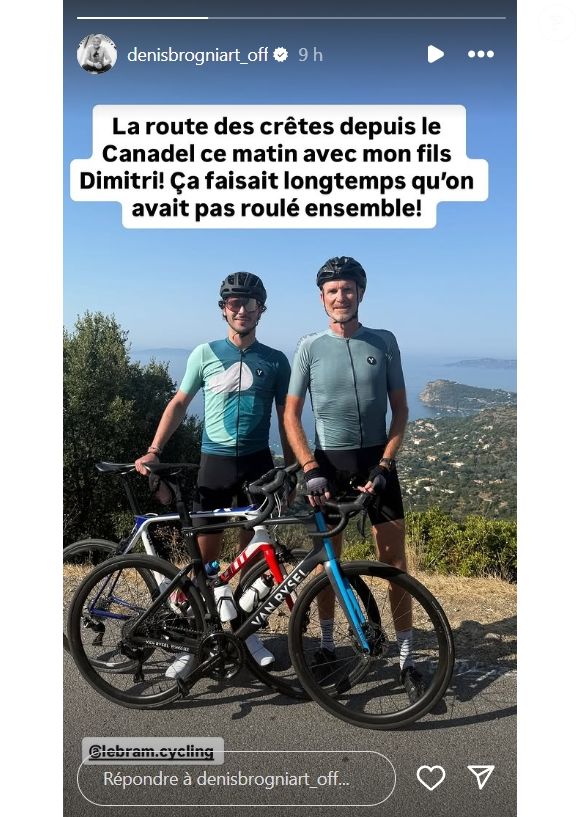 Denis Brogniart et son fils Dimitri, sur une photo publiée sur le compte Instagram de l'animateur de TF1, le lundi 11 août 2025.