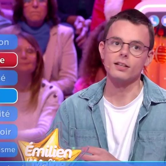 Emilien dans "Les 12 Coups de midi", le 18 décembre 2024, sur TF1
