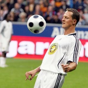 Michael Schumacher lors du match de football "Goal4Africa" a Munich en Allemagne le 12 juillet 2008. API / BESTIMAGE