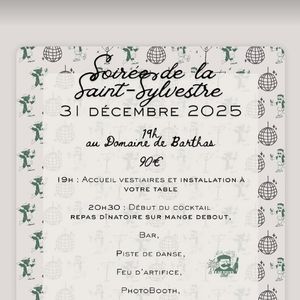 Le programme de la soirée du 31 décembre 2025 au domaine d'Antoine Dupont. Compte Instagram Antoine Dupont