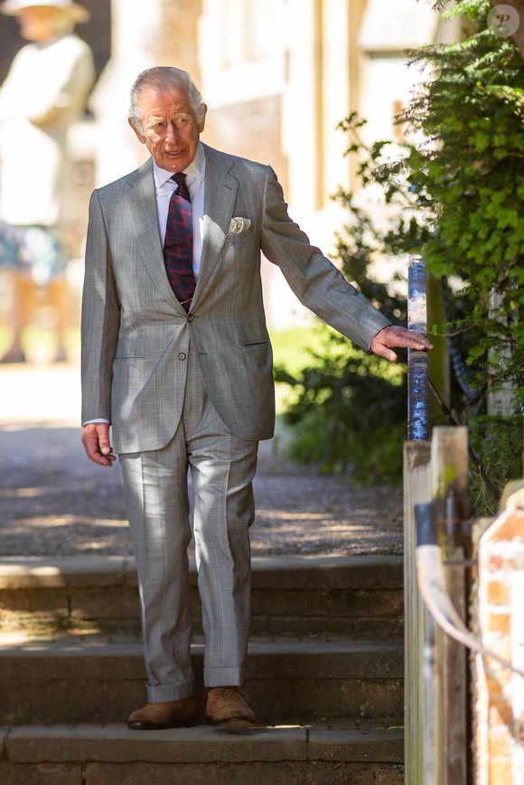 Le roi Charles III d'Angleterre, assiste à la messe du dimanche à l'église Sainte-Marie-Madeleine de Sandringham, le 28 juillet 2024. 
© Julien Burton / Bestimage