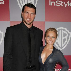 Hayden Panettiere et Wladimir Klitschko arrivent à la 12e édition de la soirée organisée par Warner Bros. et InStyle après la cérémonie des Golden Globes, à l'hôtel Beverly Hilton, le 16 janvier 2011 à Beverly Hills, en Californie. Photo de Gregg DeGuire/PictureGroup/ABACAPRESS.COM