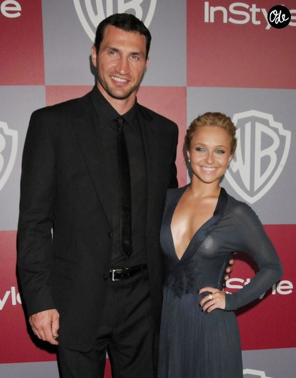 Hayden Panettiere et Wladimir Klitschko arrivent à la 12e édition de la soirée organisée par Warner Bros. et InStyle après la cérémonie des Golden Globes, à l'hôtel Beverly Hilton, le 16 janvier 2011 à Beverly Hills, en Californie. Photo de Gregg DeGuire/PictureGroup/ABACAPRESS.COM