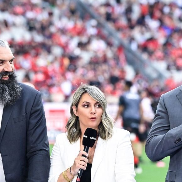 Sébastien Chabal - Thierry Dusautoir lors de la finale de rugby Top 14 opposant le Stade Toulousain Rugby (Toulouse) au Stade Rochelais (La Rochelle) au Stade de France à Saint-Denis, Seine Saint-Denis, le 17 juin 2023. Toulouse a gagné 29-26. © Federico Pestellini/Panoramic/Bestimage