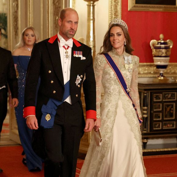 Kate Middleton et le prince William lors de leur arrivée au banquet d'Etat organisé pour Donald et Melania Trump au château de Windsor. © PA Photo/ Bestimage