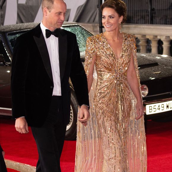 Le prince William, duc de Cambridge, Catherine Kate Middleton, duchesse de Cambridge lors de l'avant-première mondiale du film "James Bond - Mourir peut attendre (No Time to Die)" au Royal Albert Hall à Londres le 28 septembre 2021. Action Press / Bestimage