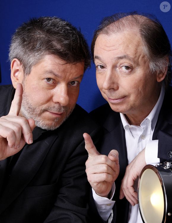 Philippe Chevallier et Régis Laspales posant lors d'une séance photo à Paris, France, janvier 2014. Photo par VIM/ABACAPRESS.COM