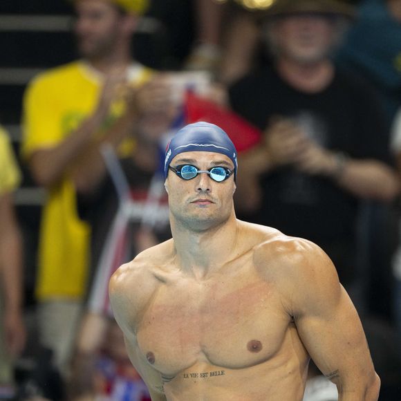 Florent Manaudou . - Florent Manaudou remporte la médaille de bronze de natation 50 m nage libre lors des Jeux Olympiques de Paris2024 (JO) le 2 aout 2024. © Perusseau-Jacovides/Bestimage
