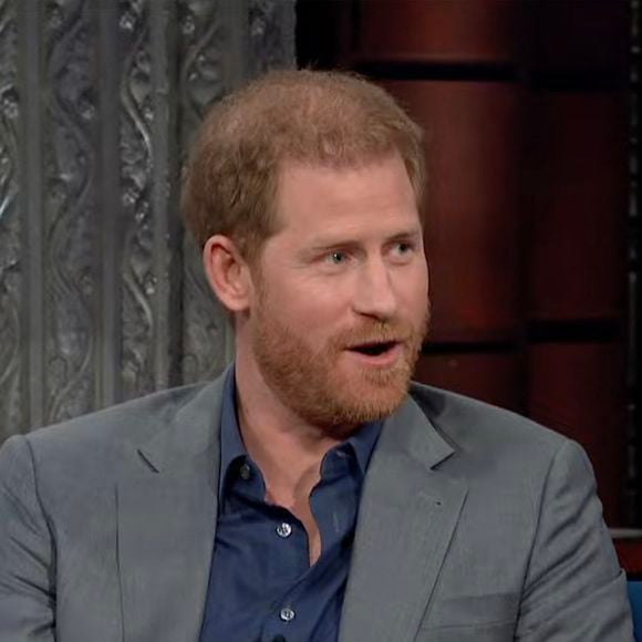 Le prince Harry donne une interview sur le plateau de Stephen Colbert à propos de la vie après la mort. Photo par JLPPA / Bestimage