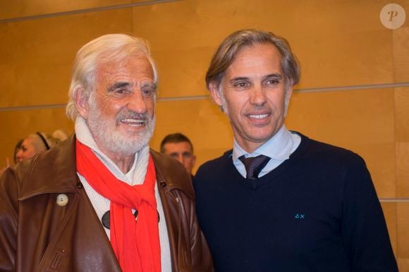 Exclusif - Jean-Paul Belmondo et son fils Paul Belmondo - Avant-première mondiale du documentaire "Belmondo par Belmondo" au Grimaldi Forum à Monaco, le 11 décembre 2015. © Claudia Albuquerque/ Bestimage