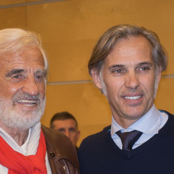 Exclusif - Jean-Paul Belmondo et son fils Paul Belmondo - Avant-première mondiale du documentaire "Belmondo par Belmondo" au Grimaldi Forum à Monaco, le 11 décembre 2015. © Claudia Albuquerque/ Bestimage