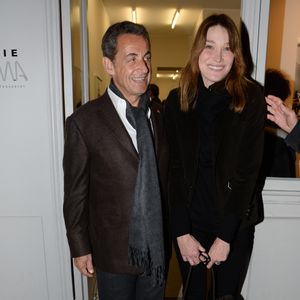 Exclusif - Carla Bruni et Nicolas Sarkozy. - Vernissage de l'exposition photo de Vincent Pérez à Paris à la Galérie Cinéma rue Saint Claude. Paris, le 08 Janvier 2015. (Agence / Bestimage).