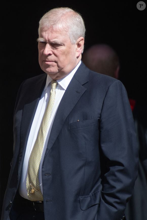 Prince Andrew - Le Duc d'York arrive pour un service de Pâques à la chapelle St. George, château de Windsor, Londres, Angleterre, Royaume-Uni, le dimanche 20 avril 2025. Photo by Justin Ng /Avalon/ABACAPRESS.COM