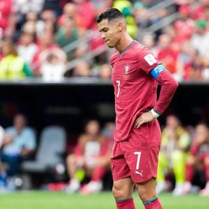 Cristiano Ronaldo, du Portugal, réagit lors d'un match de football de la phase de groupes de la Coupe du monde masculine de la FIFA 2026 opposant le Portugal à la République démocratique du Congo au Houston Stadium, à Kansas City, le 17 juin 2026 SPP / PsnewZ / Bestimage