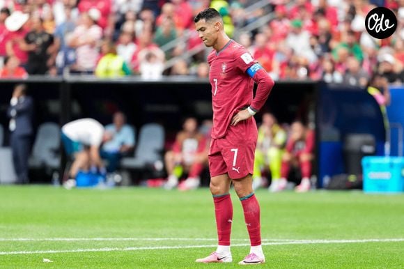Cristiano Ronaldo, du Portugal, réagit lors d'un match de football de la phase de groupes de la Coupe du monde masculine de la FIFA 2026 opposant le Portugal à la République démocratique du Congo au Houston Stadium, à Kansas City, le 17 juin 2026 SPP / PsnewZ / Bestimage