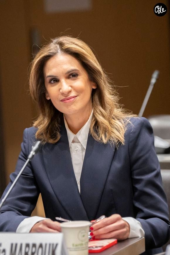 Sonia Mabrouk, journaliste à CNews, devant la commission d'enquête parlementaire sur les procédures d'octroi des autorisations des services de télévision nationaux à l'Assemblée nationale à Paris, le 29 février 2024. Photo : Eliot Blondet / ABACAPRESS.COM