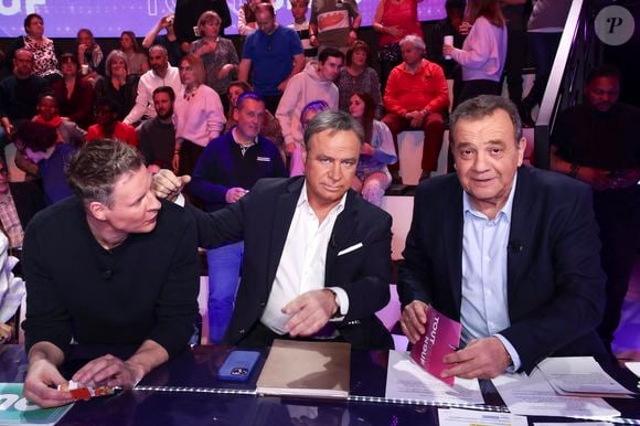 Exclusif - Matthieu Delormeau, Fabien Lecoeuvre, Michel Mary, sur le plateau de TBT9 présenté par C.Hanouna, et diffusé en direct sur W9, Paris, France, le 12 février 2026. © Jack Tribeca / Bestimage