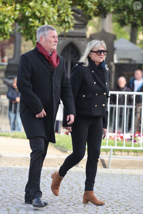 Christine Bravo et son mari Stéphane Bachot - Obsèques d'Isabelle Mergault à la Coupole du Père-Lachaise à Paris le 30 mars 2026. © Cyril Moreau - Dominique Jacovides / Bestimage