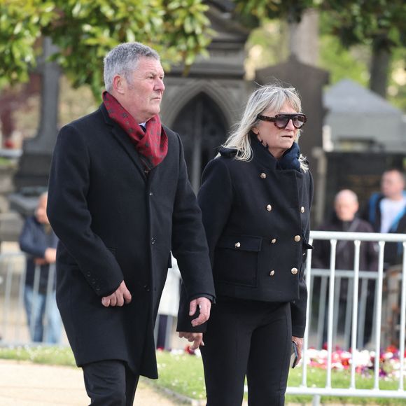 Christine Bravo et son mari Stéphane Bachot - Obsèques d'Isabelle Mergault à la Coupole du Père-Lachaise à Paris le 30 mars 2026. © Cyril Moreau - Dominique Jacovides / Bestimage
