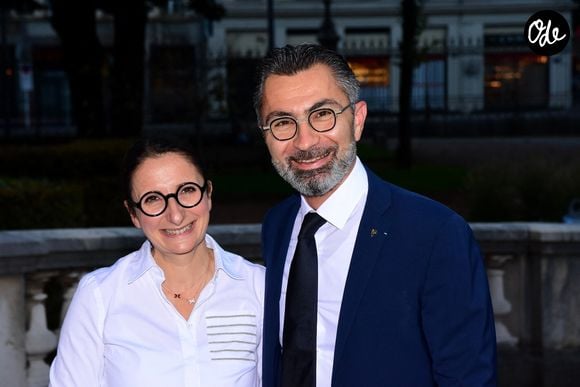 Anne Sophie Pic et son mari David Sinapian au Cocktail du dîner des grands chefs à la préfecture du Rhône à Lyon en marge du concours Bocuse d'Or et du salon Sirha 2021 le 26 septembre 2021. © Romain Doucelin / Bestimage