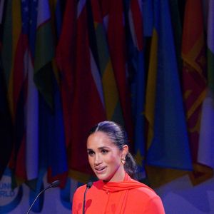 La duchesse de Sussex s'exprime lors du sommet One Young World 2022 Manchester au Bridgewater Hall, à Manchester, lors de leur visite au Royaume-Uni. Royaume-Uni, lundi 5 septembre 2022. © Peter Byrne/PA Wire/ABACAPRESS.COM