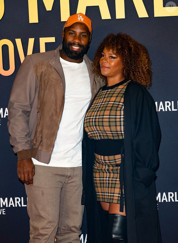Teddy Riner et sa femme Luthna Plocus - Première du film "Bob Marley One Love" au Grand Rex à Paris le 1 fevrier 2024. © Coadic Guirec/Bestimage