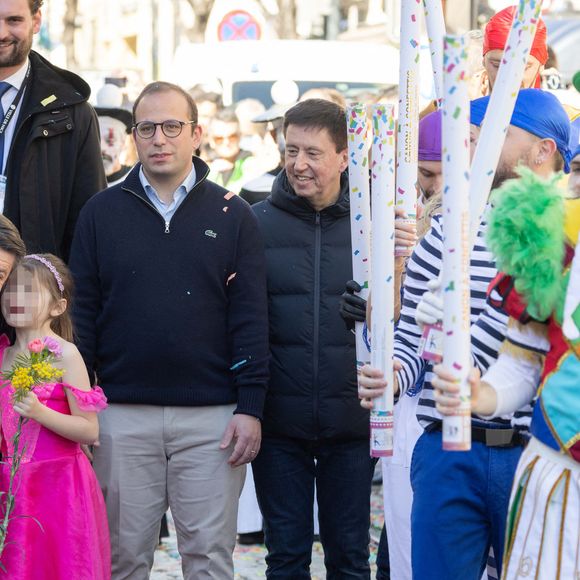 Christian Estrosi, le maire de Nice, sa fille Bianca, son 1er adjoint Anthony Borré et Graig Monetti, l'adjoint au maire de Nice, délégué à l’événementiel, à la jeunesse et à l'égalité des chances, ont lancé "La Carnavalina", une déambulation d'artistes, musiciens, jongleurs, acrobates..., le long de l'avenue Jean Médecin en prémice à la soirée d'ouverture de la 140eme édition du Carnaval de Nice "Roi des Oceans" à Nice, le 15 février 2025.
Crédit : Bruno Bebert / Bestimage