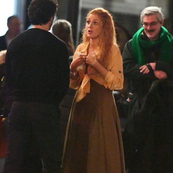 Blake Lively et Justin Baldoni sur le plateau de tournage de « It Ends With Us » à New York -2024. (Backgrid USA / Bestimage).