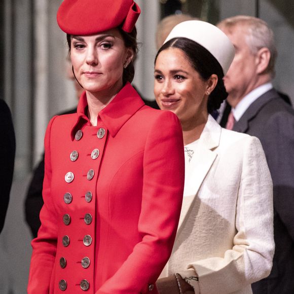 Catherine Kate Middleton, duchesse de Cambridge, Meghan Markle, enceinte, duchesse de Sussex lors de la messe en l'honneur de la journée du Commonwealth à l'abbaye de Westminster à Londres le 11 mars 2019. EXPRESS SYNDICATION / BESTIMAGE