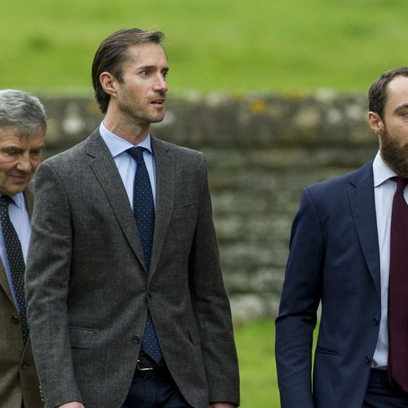 Michael Middleton, James Matthews le fiancé de Pippa et James le frère de Pippa -  Le duc et la duchesse de Cambridge en famille à la messe de Noël à Englefield le 25 décembre 2016.